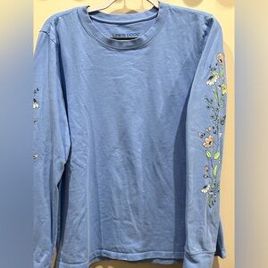 NWOT LIFE IS GOOD LADIES LARGE LONG SLEEVE TEE PASTEL FLORALS